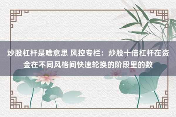 炒股杠杆是啥意思 风控专栏：炒股十倍杠杆在资金在不同风格间快速轮换的阶段里的数