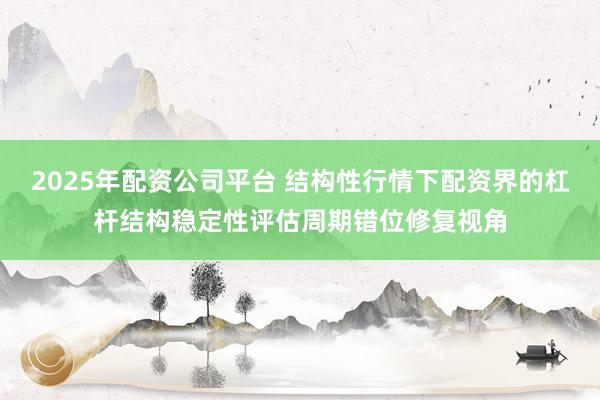 2025年配资公司平台 结构性行情下配资界的杠杆结构稳定性评估周期错位修复视角